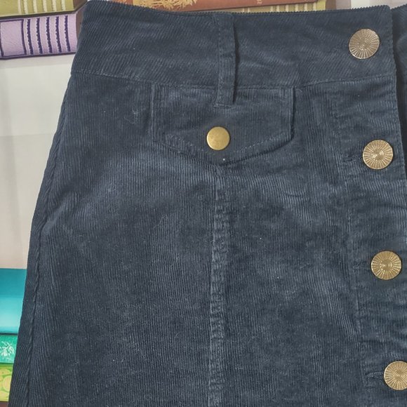 Navy Blue Corduroy Mini Skirt - Picture 3 of 3